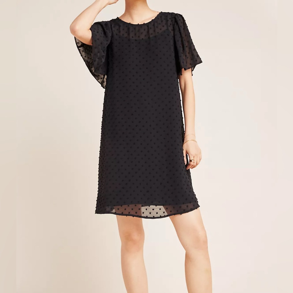 NWT Anthropologie Eri+Ali Gracie Clip Dot Tunic in Black Size XS